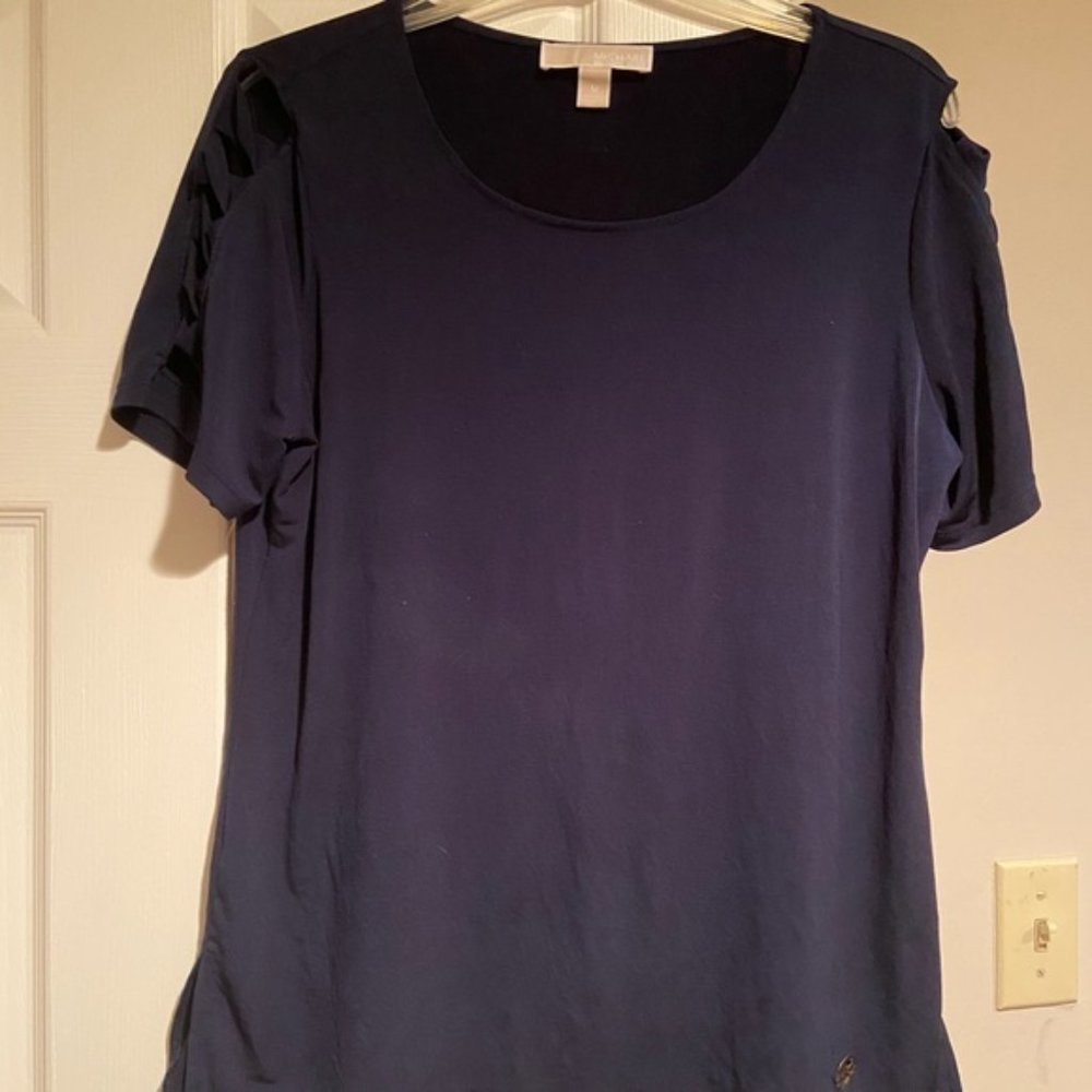 Michael Kors Navy Work Shirt with Cutouts